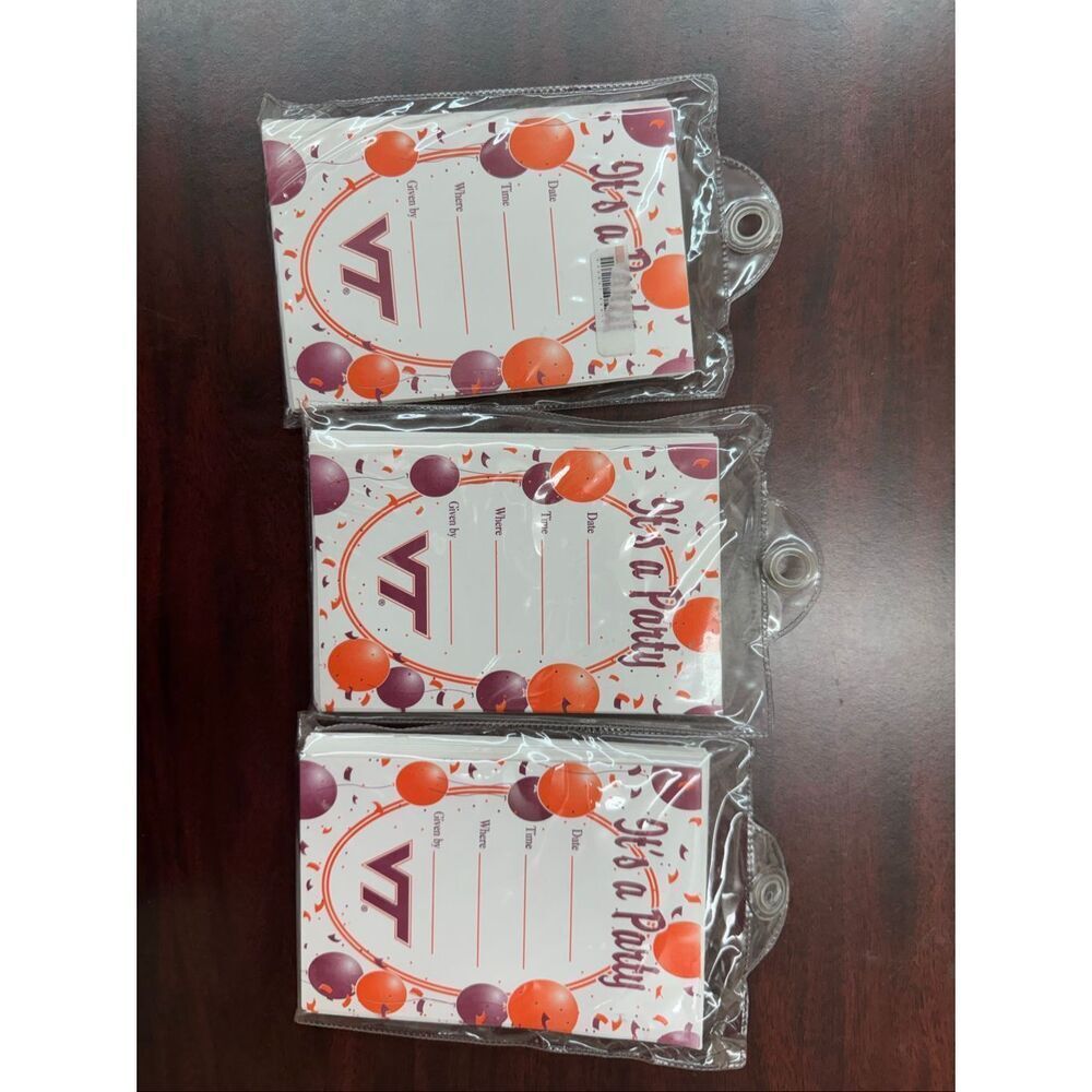 NWT Virginia Tech Party Invitations with Envelopes- 3 packs